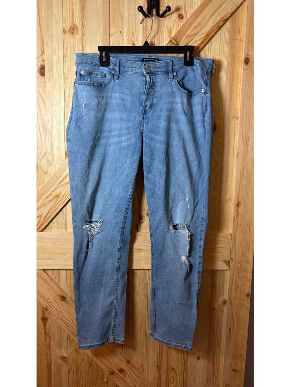 Calvin Klein Light Blue Distressed Skinny Jeans Size 32
